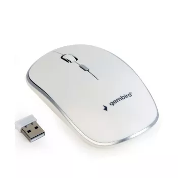 Langaton hiiri GEMBIRD MUSW-4B-01-W, molempikätinen, optinen 1600 DPI, 4 painiketta, RF Wireless, valkoinen