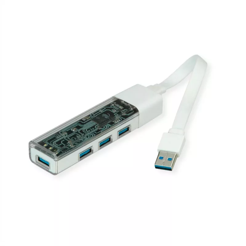 ROLINE mobiili USB 3.2 Gen 1 -keskitin, 4-porttinen, Type-A+C liitäntäkaapeli