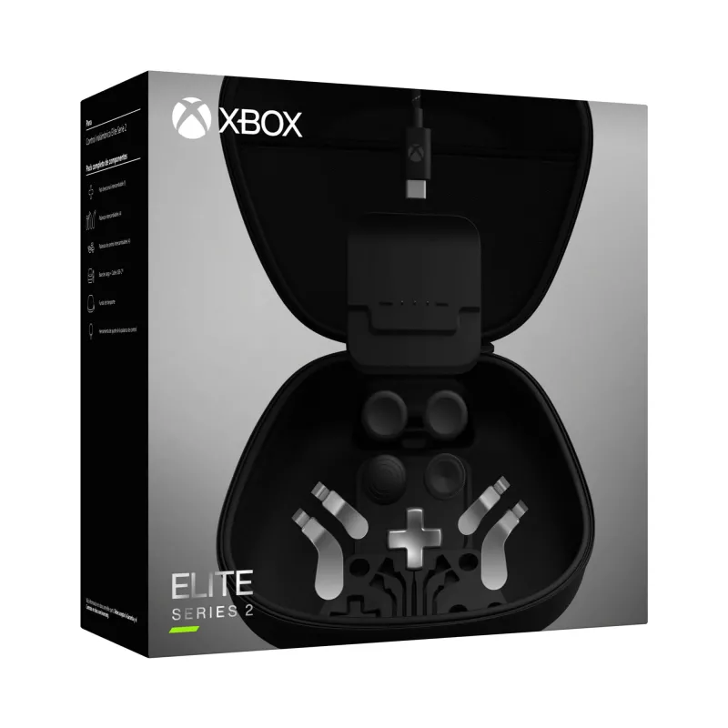 Peliohjaimen lisäosa Microsoft Xbox Elite Wireless Controller Series 2 Complete Component Pack musta hopea