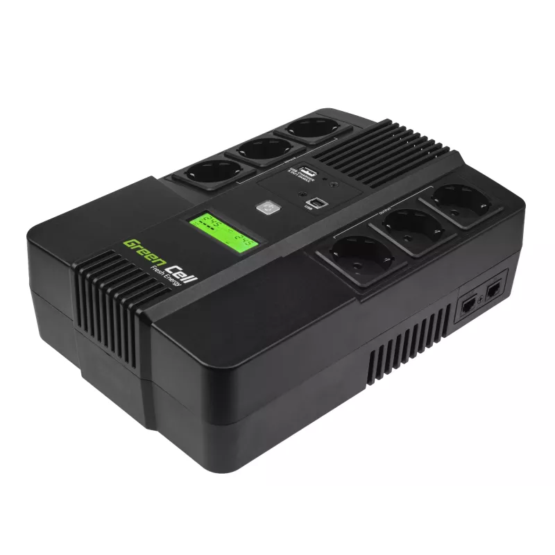 Green Cell AiO 800VA LCD UPS-varavirtalähde, Line-Interactive, 0,8 kVA, 480 W, 6 AC-pistorasiaa