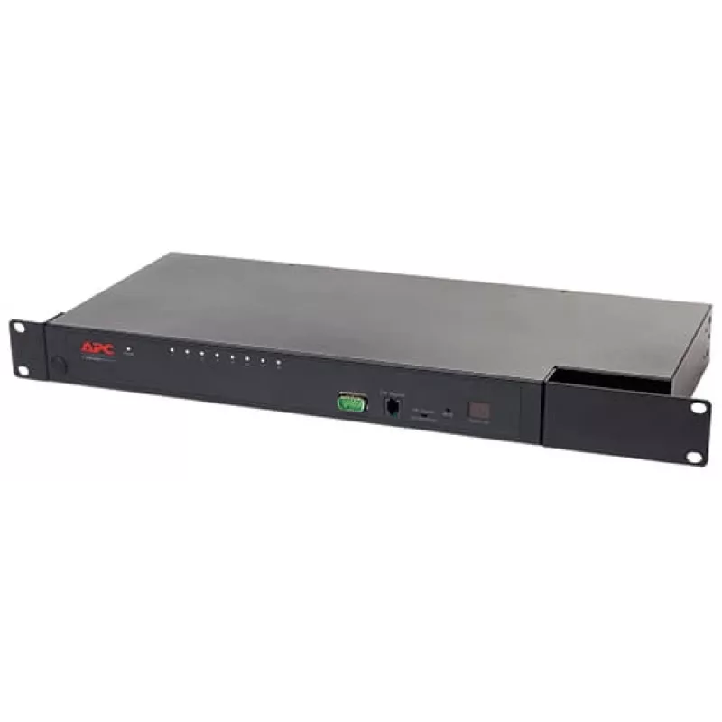 KVM-kytkin APC KVM0108A, 8-porttinen PS/2 VGA, 1U räkki, 1600x1200, musta
