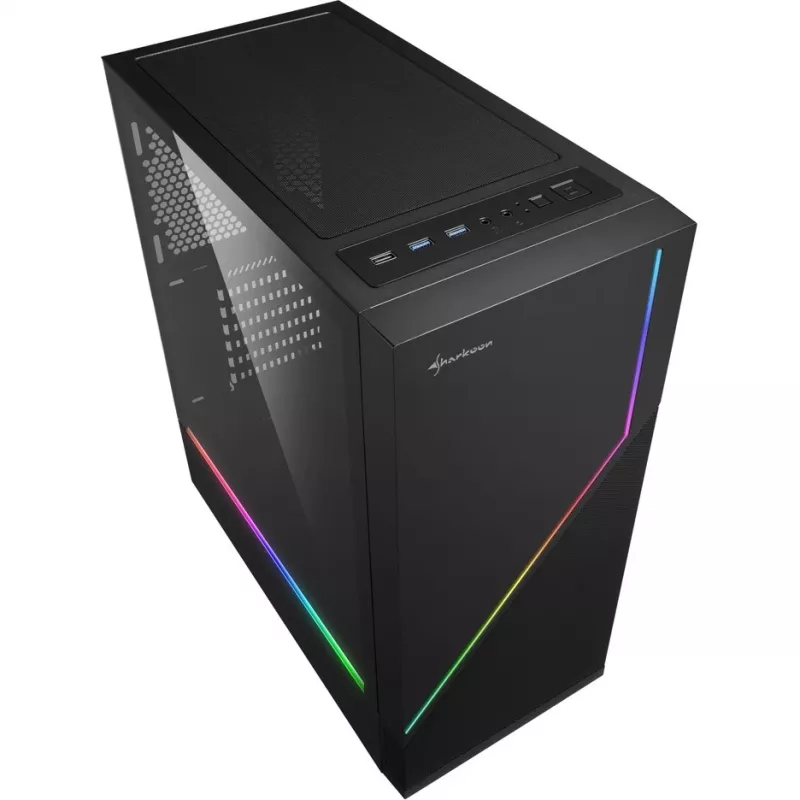 Sharkoon RGB FLOW Midi Tower ATX ilman virtalähdettä USB/audio
