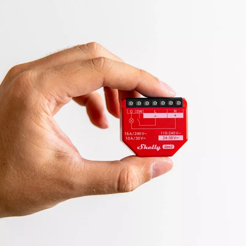 Shelly 1PM Gen3 Wi-Fi/Bluetooth-rele, 16 A, tehonmittauksella