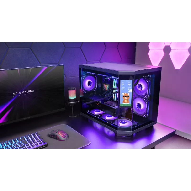 Mars Gaming MC3TCORELCDM tietokonekotelo Mini Tower musta