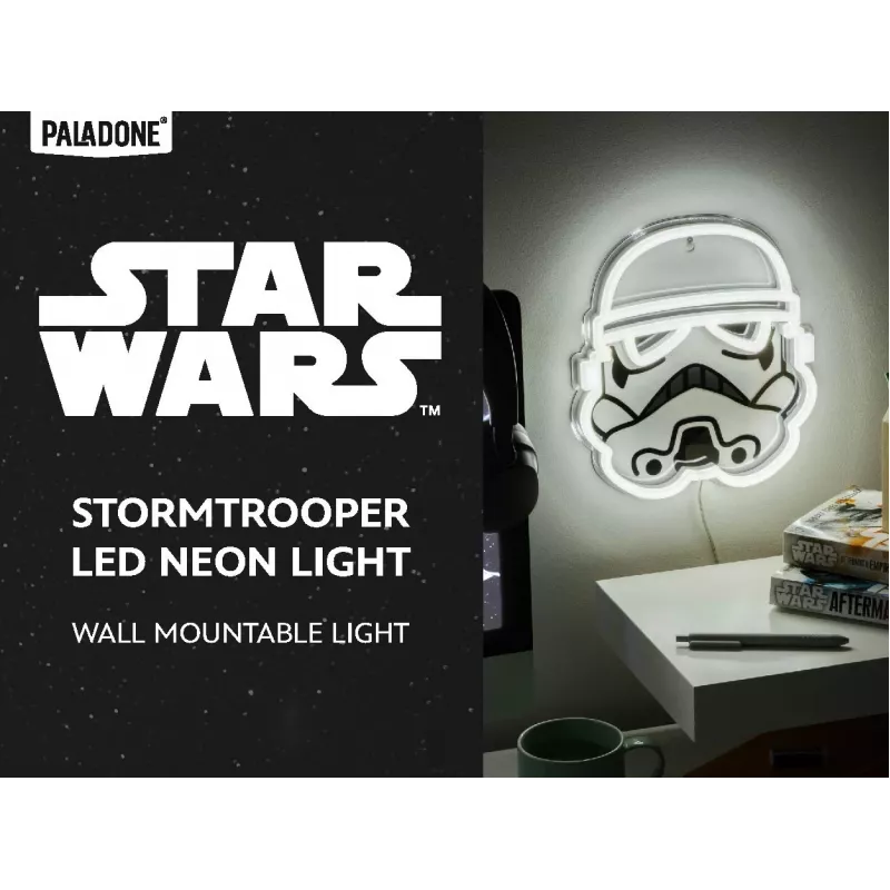 Seinälle asennettava LED-neonvalo Paladone Stormtrooper malli PP14595SWVN, koristeellinen Star Wars-valaistus