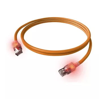 EasyLan DualBoot LED patch-kaapeli RJ45 S/FTP Cat.6A (luokka EA) - saCon-liittimellä - LSOH - oranssi - 7.