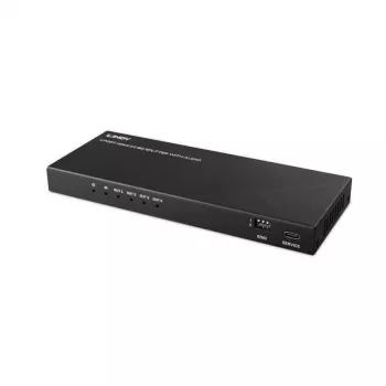 Lindy 4 portin HDMI 8K60 jakaja audiotoiminnolla, HDMI, 4x HDMI, 3,5 mm, 7680 x 4320 pikseliä, musta, metalli