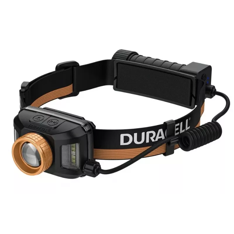 Otsalamppu Duracell DH1500R — musta/oranssi, ladattava kädetön valaistus