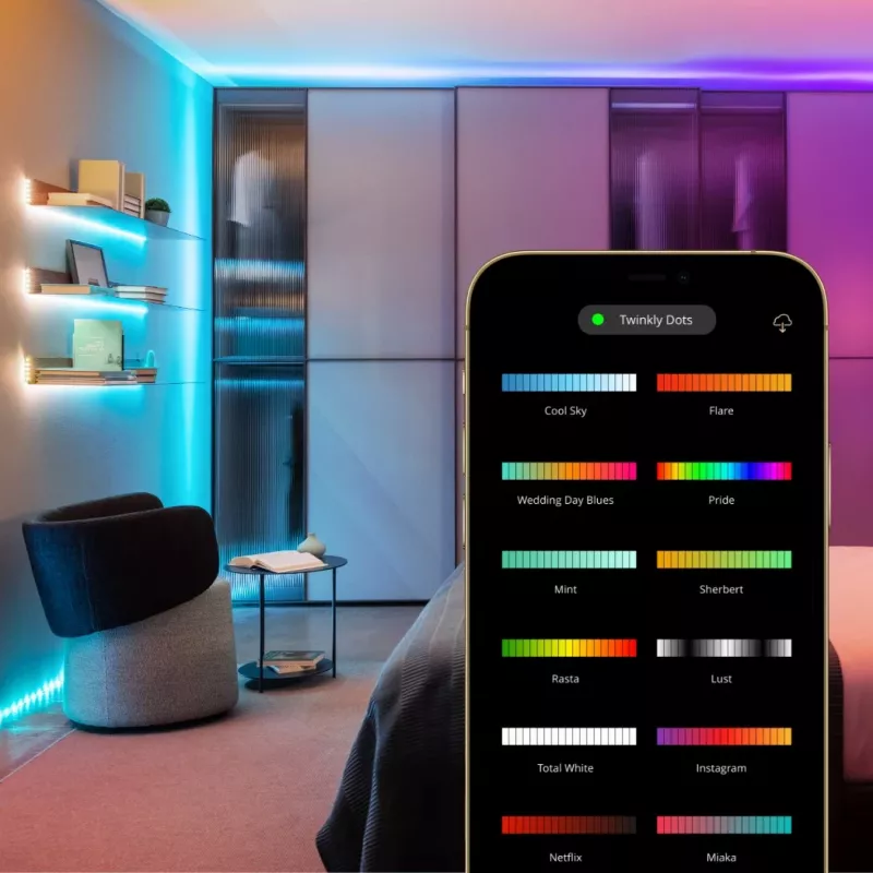 Twinkly Dots 60 RGB USB älyvalot, 3 m, musta