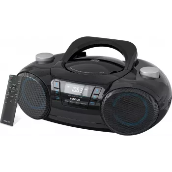 Kannettava Bluetooth-boombox SENCOR SPT4710B — 20 W kokonaisteho, Bluetooth 5.3, CD/USB/UKW, paristo- tai verkkovirta