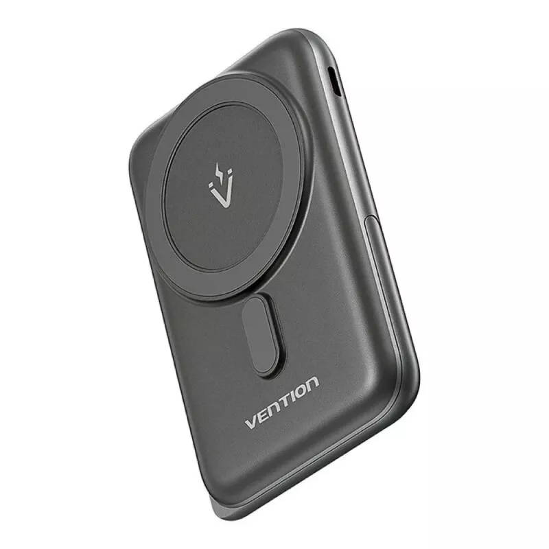 Varavirtalähde Vention 10000mAh Magnetic Wireless 20W, 1×USB-C, langaton lataus, musta