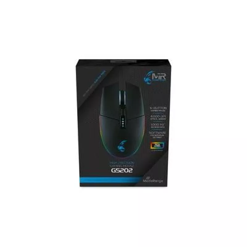 Pelihiiri MediaRange MRGS202 – oikeakätinen, optinen, 4000 DPI, 6 painiketta, USB Type-A, musta