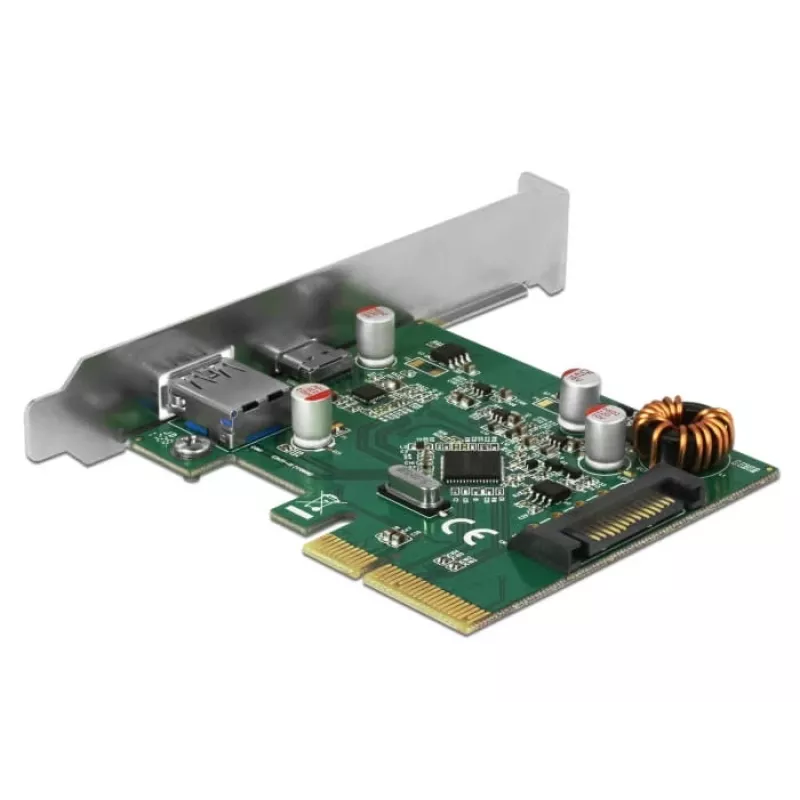 DeLOCK 90299 PCIe x4 -kortti, 1x USB Type-C + 1x USB Type-A, USB 3.2 Gen 2 (10 Gbps)
