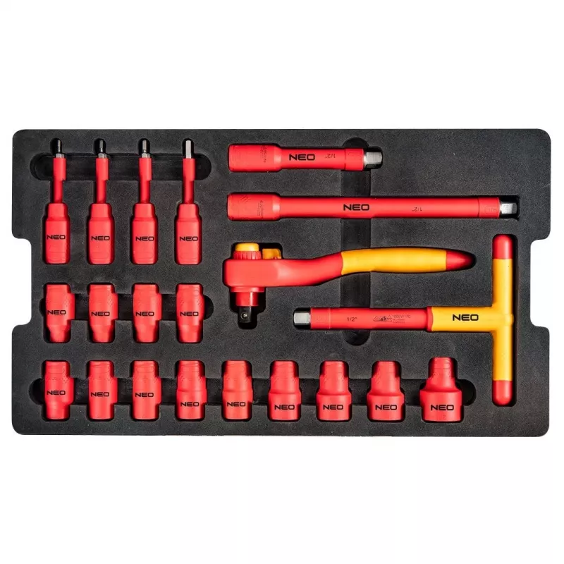 Neo Tools sähköasentajan huoltolaatikko 52 kpl jykevässä 22 laatikossa