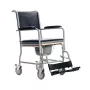 WC-pyörätuoli MDH PLW006VC — taitettava teräksinen WC-tuoli, 4 pyörää, enintään 110 kg, istuin 43×43 cm, leveys 530 mm, paino 11,2 kg