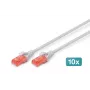 Verkkopatchkaapeli Digitus CAT 6 U/UTP LSZH 0,5 m 10 kpl