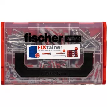 FixTainer - DUOPOWER & DUOSEAL + ruuvit, kiinnikkeet vaaleanharmaa/punainen, 275 osaa