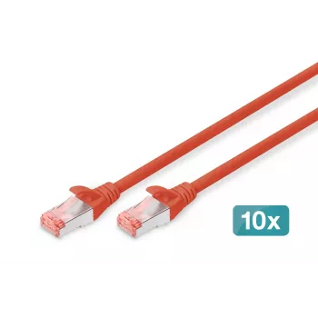 DIGITUS CAT 6 S/FTP -kytkentäkaapelisarja DK-1644-050-R-10, 5 m, punainen, 10 kpl