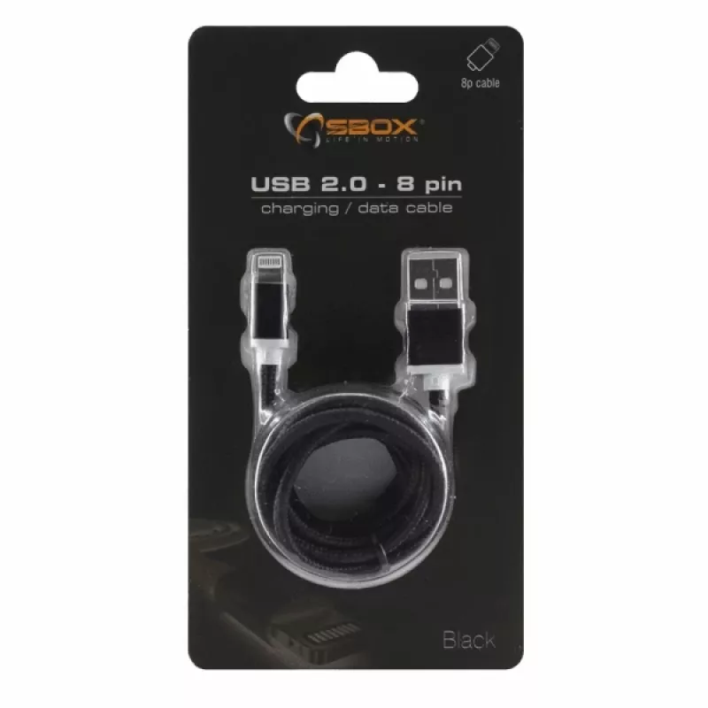 Sbox IPH7-B USB 2.0 8 Pin musta