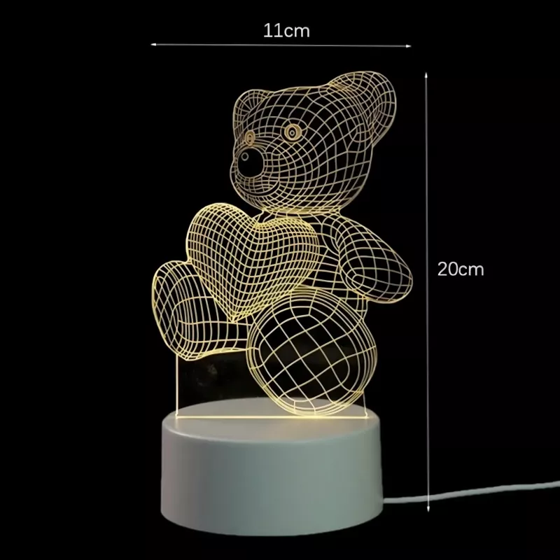Yövalo Extralink HOME 3D sydän optinen harha yöpöytävalo USB
