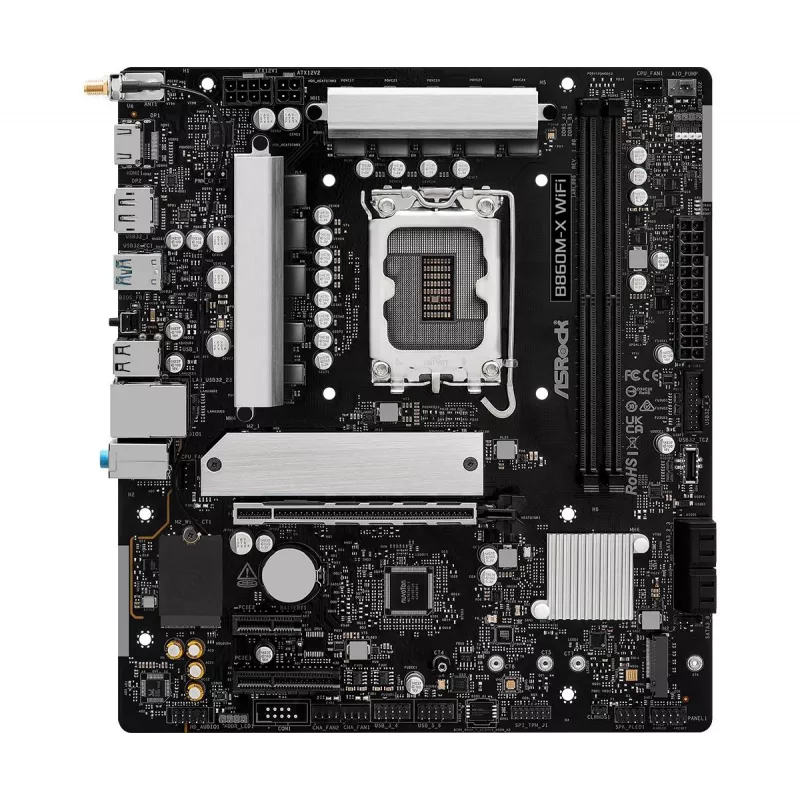Emolevy ASRock B860M-X WiFi — Intel B860, LGA 1851, micro ATX, DDR5, 2x DIMM, 4x M.2, 2.5Gb LAN, Wi‑Fi 6E, Bluetooth 5.3