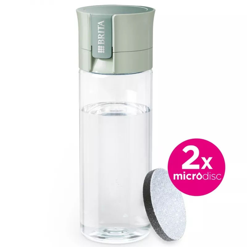 Uudelleenkäytettävä juomapullo BRITA Fill&Go Vital 600 ml integroidulla MicroDisc-suodattimella, vihreä