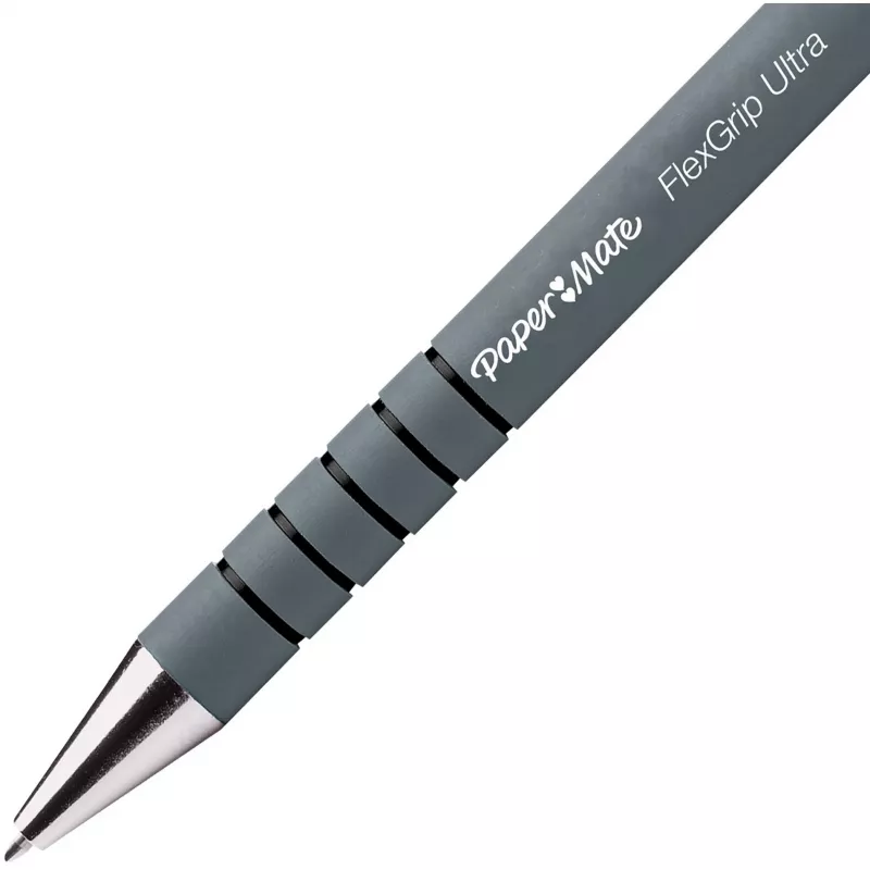 Paper Mate Flexgrip Ultra - klipsi - klipsikiinnitteinen kuulakärkikynä - musta - 12 kpl - medium