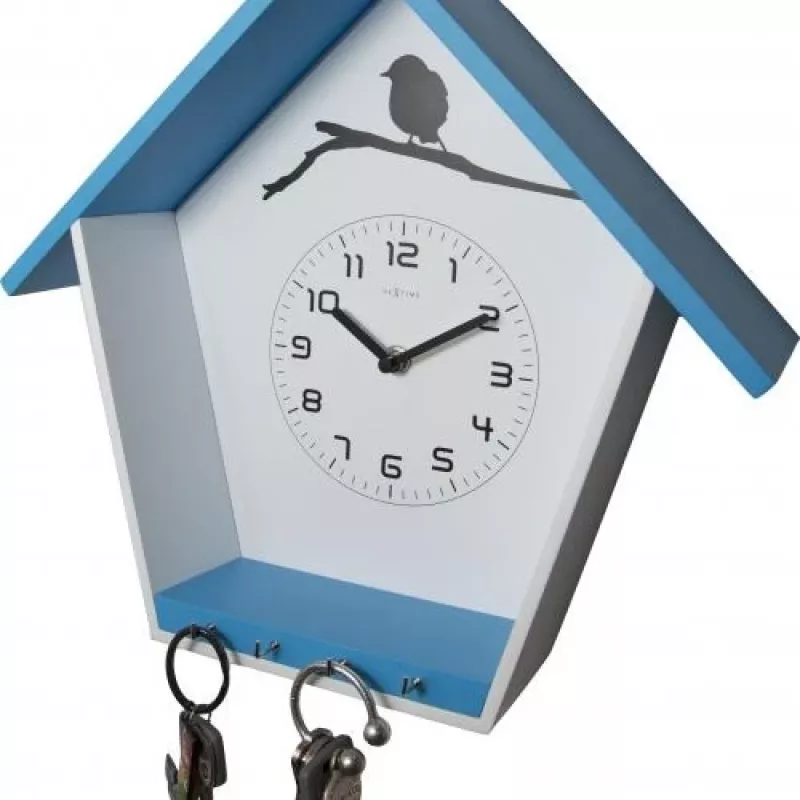 NeXtime kello 3109bl Cuckey, 30,5x33x11 cm, seinäkello, sininen/valkoinen