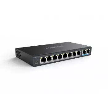 Verkko-PoE-kytkin Reolink RLA-PS1 — 8-porttinen PoE, 150W kokonaisbudjetti, IEEE 802.3af/at, 2x Gigabit-uplink