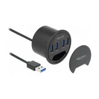 USB-keskitin DeLOCK 64153 Type-A 5000 Mbit/s musta