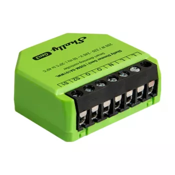 Upotettava himmennin Shelly Dimmer Gen3 — LED max. 150W, halogeeni max. 200W, 220–240V, langaton, musta/lime