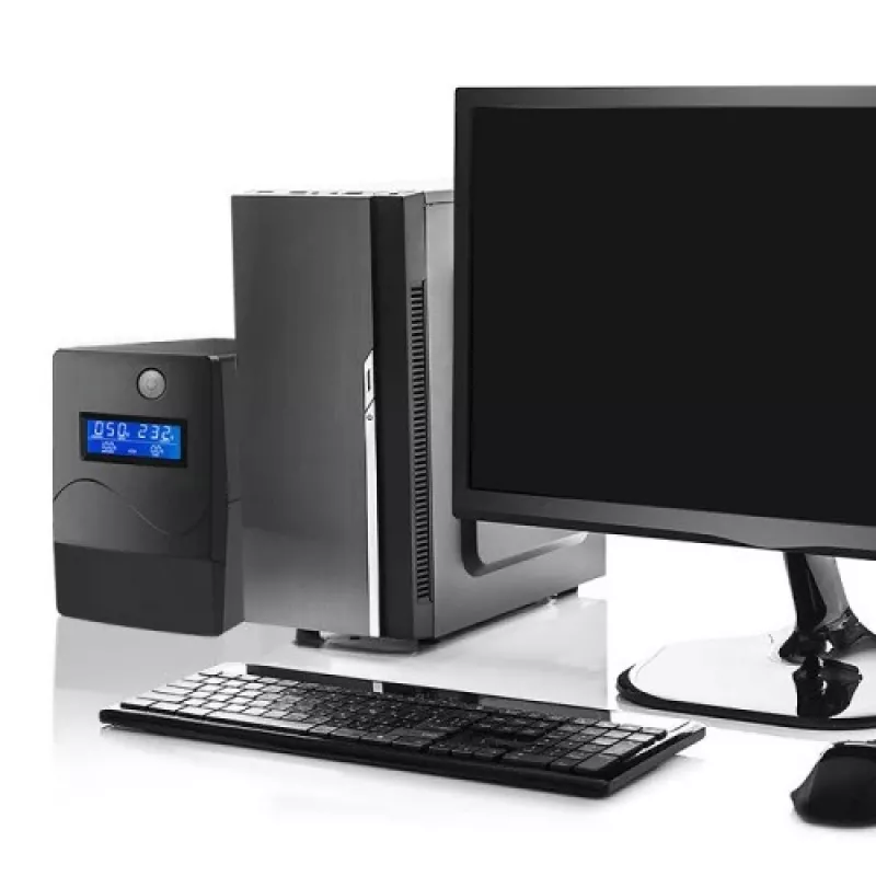 Qoltec Monolith 53980 UPS-varavirtalähde 1000 VA 600 W, 2x Schuko, LCD, USB, RJ45