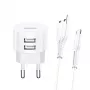 Johdollinen laturi usams XTXLOGT18MC05 2x USB 2.1A microUSB valkoinen AC/DC