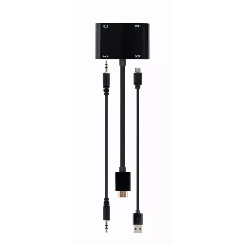 Gembird A-HDMIM-HDMIFVGAF-01 sovitin HDMI-uros – HDMI-naaras + VGA-naaras, ääni ja virtaliitäntä