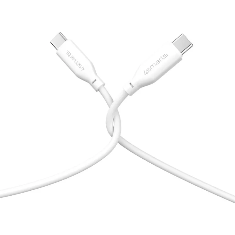 4smarts USB-C / USB-C -silikonikaapeli High Flex 60W 1,5 m valkoinen