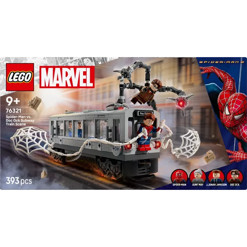 LEGO Marvel Super Heroes 76321 Spider-Man Doc Ock Subway Showdown rakennuslelu, 393 osaa, 4 minihahmoa, ikä 9+