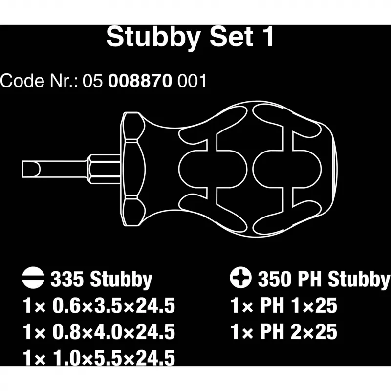 Ruuvimeisseli Wera Stubby Set 1