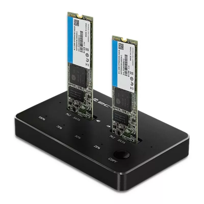 Qoltec 50310 -telakointiasema 2x SSD M.2 SATA NGFF USB Type-C