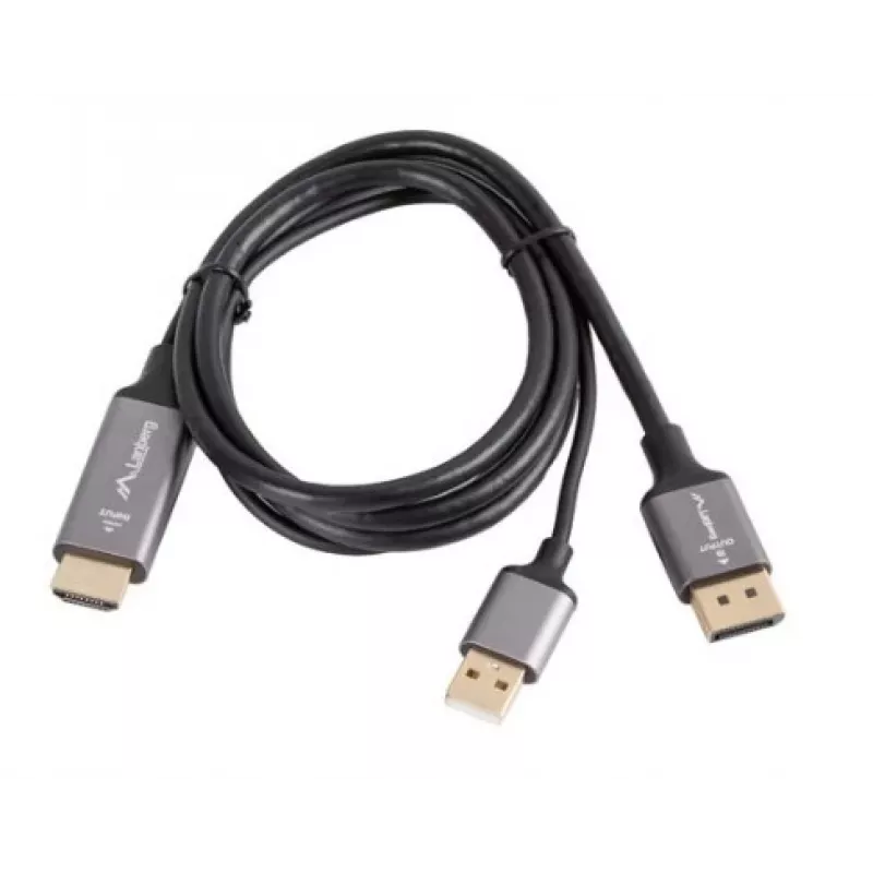 HDMI(M)->DISPLAYPORT(M)-KAAPELI 1M 4K MUSTA LANBERG