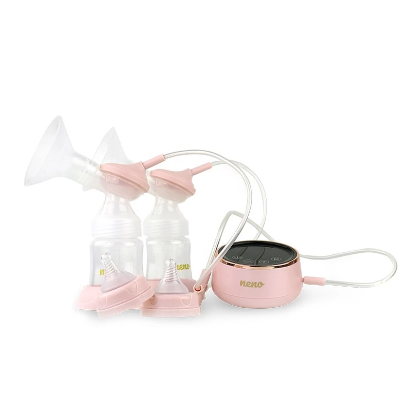 Sähköinen rintapumppu neno Bella Twin – elektroninen, 150 ml pullot, 6 stimulaatio- / 9 imutaso, USB Li-Ion-akku, pinkki/läpinäkyvä
