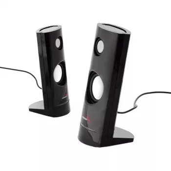 Johdollinen 2-tie PC-kaiutin Audiocore AC860, 2.0 kanavaa, 4 W RMS, USB-virtalähde, 3,5 mm tulo, musta