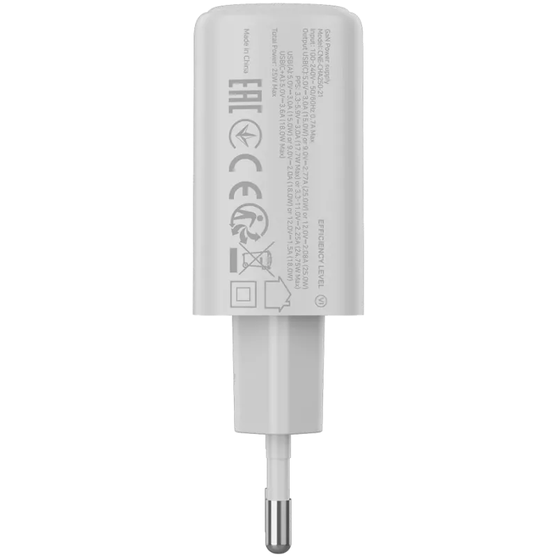 CANYON laturi OnCharge 250 25W 1xPD 1xQC EU valkoinen
