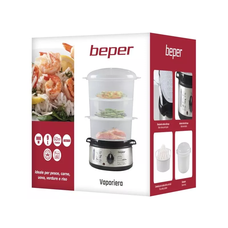 Höyrykeitin Beper BC.250 3 koria työtaso 800 W ruostumaton teräs