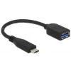 USB-kaapeli DeLOCK USB 3.1 Gen 2 Type-C/Type-A 0,1 m musta