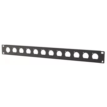 Rack-paneeli 1U Lanview malli LVR1U-12D-BL, jossa 12 aukkoa Keystone-moduuleille, musta