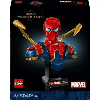 LEGO Marvel -keräilyrinnastus Iron Spider-Man 76326, 379 osaa, 18+ näyttelymalli, 170×200×110 mm