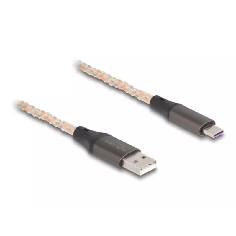 DeLOCK USB 2.0 -kaapeli Type-A - USB Type-C RGB 1m