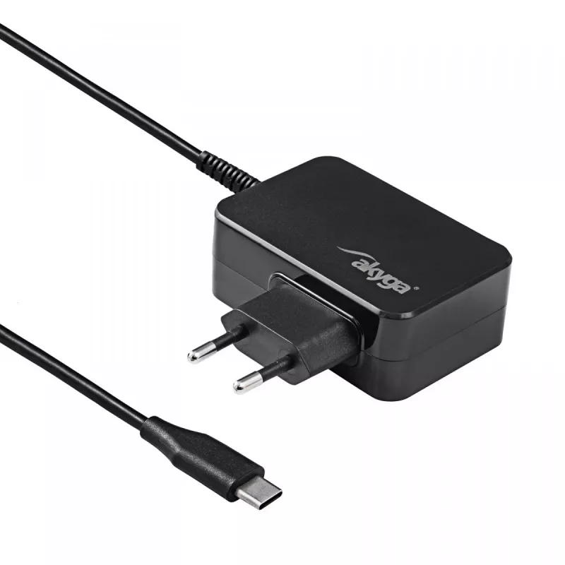 Akyga AK-ND-80 USB-C GaN kannettavan virtalähde 45 W, PD 3.0, 5–20 V, 1,8 m kaapeli, musta