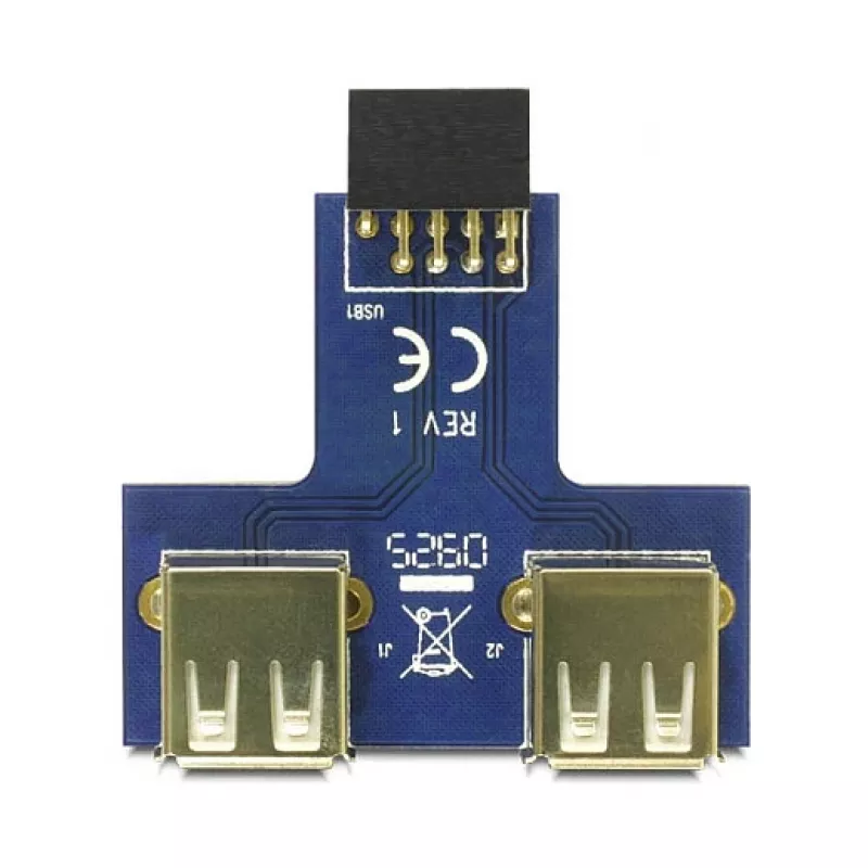 DeLOCK 9-napainen 2,54 mm 2 x USB 2.0 1 x 9-napainen 2,54 mm musta sininen hopea