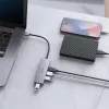 USB-keskitin Aukey CB-H36 — 4-porttinen USB 3.2 Gen 1 Type-A, isäntä USB 2.0, 5 000 Mbit/s, alumiini hopea